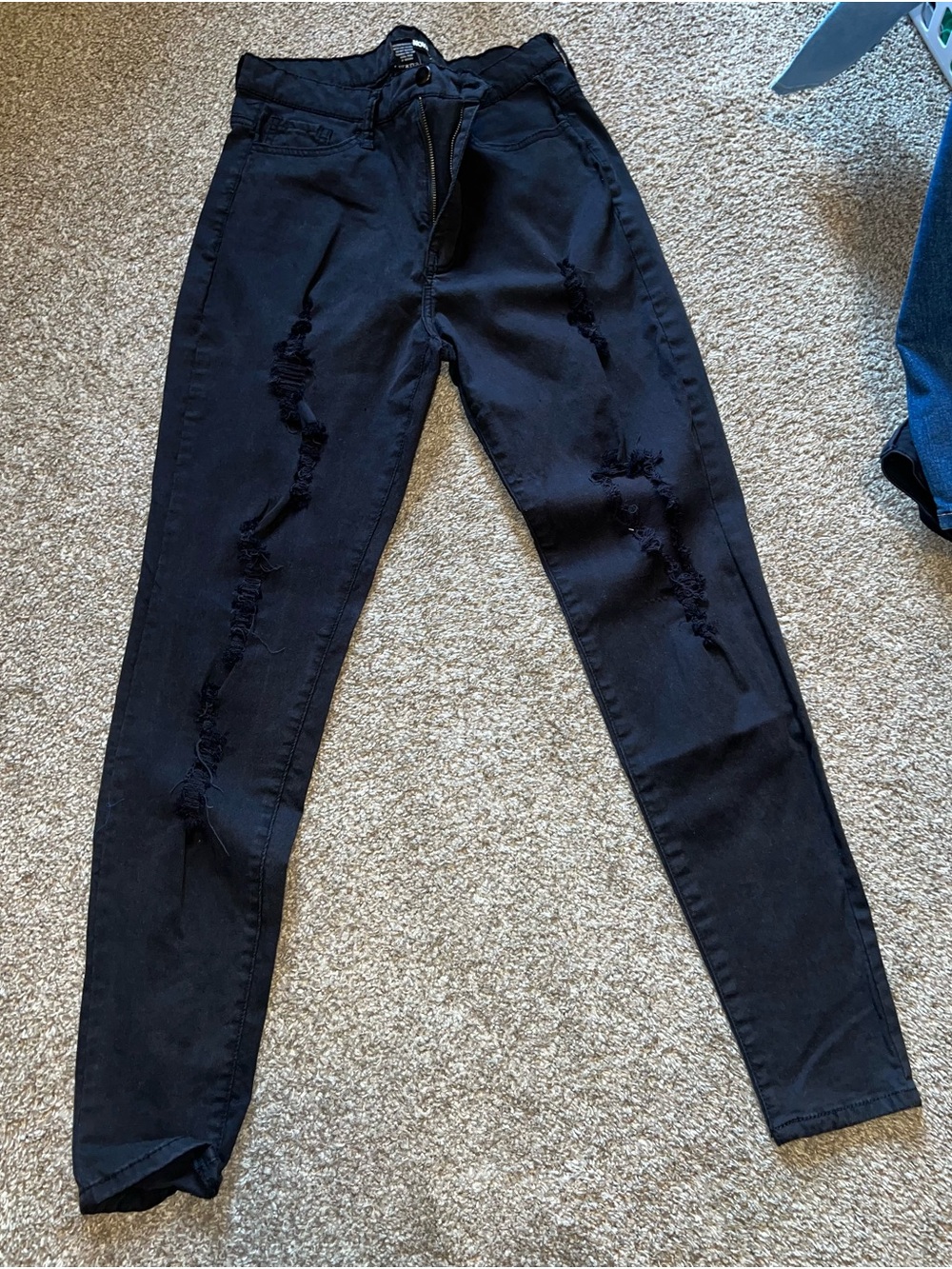 Fashion Nova Black Distressed Skinny Jeans